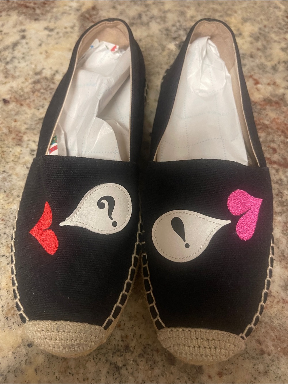 Kate Spade Black Espadrille Slip-Ons with Neutral Insole size 6